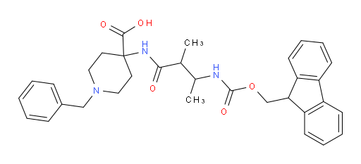 1-benzyl-4-[3-({[(9H-fluoren-9-yl)methoxy]carbonyl}amino)-2-methylbutanamido]piperidine-4-carboxylic acid