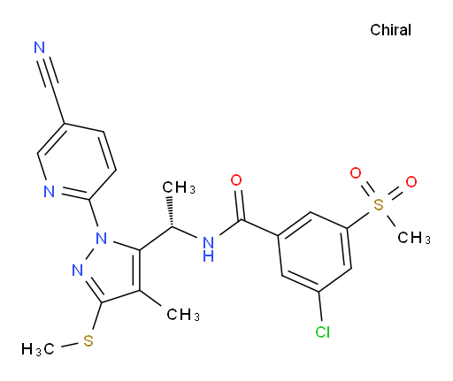 (S)-3-chloro-N-(1-(1-(5-cyanopyridin-2-yl)-4-methyl-3-(methylthio)-1H-pyrazol-5-yl)ethyl)-5-(methylsulfonyl)benzamide