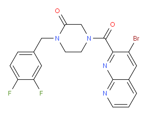 4-(3-bromo-1,8-naphthyridine-2-carbonyl)-1-(3,4-difluorobenzyl)piperazin-2-one