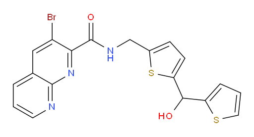 3-bromo-N-((5-(hydroxy(thiophen-2-yl)methyl)thiophen-2-yl)methyl)-1,8-naphthyridine-2-carboxamide