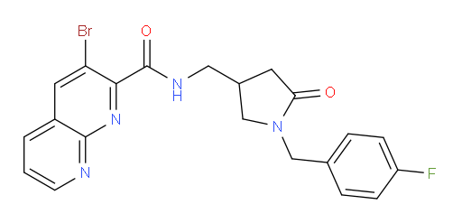 3-bromo-N-((1-(4-fluorobenzyl)-5-oxopyrrolidin-3-yl)methyl)-1,8-naphthyridine-2-carboxamide