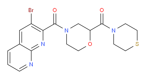(3-bromo-1,8-naphthyridin-2-yl)(2-(thiomorpholine-4-carbonyl)morpholino)methanone