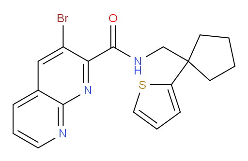 3-bromo-N-((1-(thiophen-2-yl)cyclopentyl)methyl)-1,8-naphthyridine-2-carboxamide