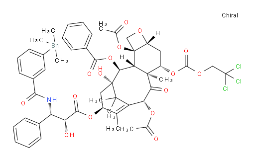 (2aR,4S,4aS,6R,9S,11S,12S,12aR,12bS)-12-(benzoyloxy)-11-hydroxy-9-(((2R,3S)-2-hydroxy-3-phenyl-3-(3-(trimethylstannyl)benzamido)propanoyl)oxy)-4a,8,13,13-tetramethyl-5-oxo-4-(((2,2,2-trichloroethoxy)carbonyl)oxy)-2a,3,4,4a,5,6,9,10,11,12,12a,12b-dodecahydro-1H-7,11-methanocyclodeca[3,4]benzo[1,2-b]oxete-6,12b-diyl diacetate