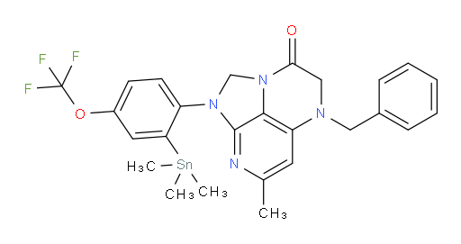 5-benzyl-7-methyl-1-(4-(trifluoromethoxy)-2-(trimethylstannyl)phenyl)-4,5-dihydro-1H-1,2a,5,8-tetraazaacenaphthylen-3(2H)-one