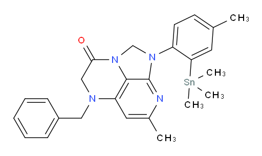 5-benzyl-7-methyl-1-(4-methyl-2-(trimethylstannyl)phenyl)-4,5-dihydro-1H-1,2a,5,8-tetraazaacenaphthylen-3(2H)-one