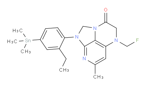 1-(2-ethyl-4-(trimethylstannyl)phenyl)-5-(fluoromethyl)-7-methyl-4,5-dihydro-1H-1,2a,5,8-tetraazaacenaphthylen-3(2H)-one