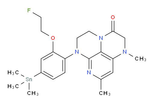 6-(2-(2-fluoroethoxy)-4-(trimethylstannyl)phenyl)-1,8-dimethyl-1,2,5,6-tetrahydro-1,3a,6,7-tetraazaphenalen-3(4H)-one
