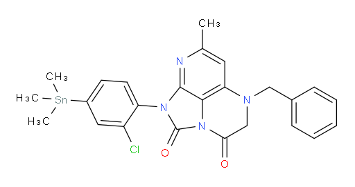 5-benzyl-1-(2-chloro-4-(trimethylstannyl)phenyl)-7-methyl-4,5-dihydro-1H-1,2a,5,8-tetraazaacenaphthylene-2,3-dione