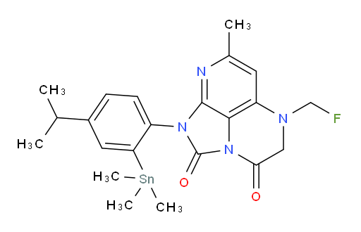 5-(fluoromethyl)-1-(4-isopropyl-2-(trimethylstannyl)phenyl)-7-methyl-4,5-dihydro-1H-1,2a,5,8-tetraazaacenaphthylene-2,3-dione