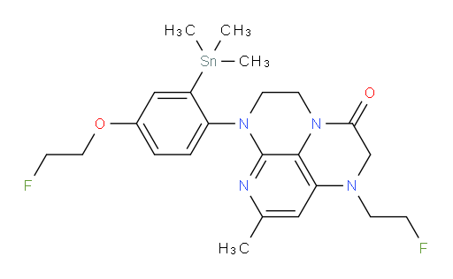 6-(4-(2-fluoroethoxy)-2-(trimethylstannyl)phenyl)-1-(2-fluoroethyl)-8-methyl-1,2,5,6-tetrahydro-1,3a,6,7-tetraazaphenalen-3(4H)-one