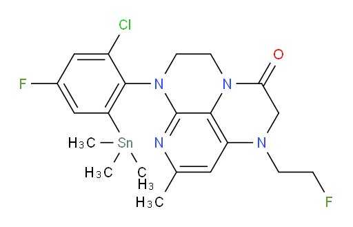 6-(2-chloro-4-fluoro-6-(trimethylstannyl)phenyl)-1-(2-fluoroethyl)-8-methyl-1,2,5,6-tetrahydro-1,3a,6,7-tetraazaphenalen-3(4H)-one