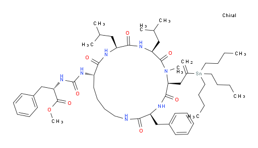 (S)-methyl 2-(3-((3S,6S,9S,12S,15S)-3-benzyl-9,12-diisobutyl-7-methyl-2,5,8,11,14-pentaoxo-6-(2-(tributylstannyl)allyl)-1,4,7,10,13-pentaazacyclononadecan-15-yl)ureido)-3-phenylpropanoate