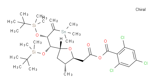2,4,6-trichlorobenzoic 2-((2S,3R,5R)-3-methyl-5-((5S,6S)-2,2,3,3,8,8,9,9-octamethyl-6-(1-(trimethylstannyl)vinyl)-4,7-dioxa-3,8-disiladecan-5-yl)tetrahydrofuran-2-yl)acetic anhydride