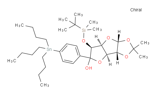 (3aR,3bS,6S,6aS,7aR)-6-((tert-butyldimethylsilyl)oxy)-2,2-dimethyl-5-(4-(tributylstannyl)phenyl)hexahydrofuro[2',3':4,5]furo[2,3-d][1,3]dioxol-5-ol