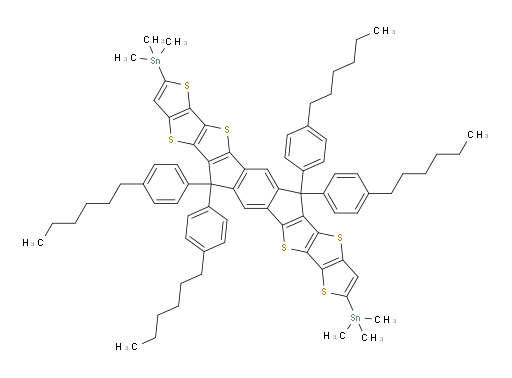 1,1′-[5,5,12,12-Tetrakis(4-hexylphenyl)-5,12-dihydrobisthieno[2′,3′:4,5]thieno[2,3-d:2′,3′-d′]-s-indaceno[1,2-b:5,6-b′]dithiophene-2,9-diyl]bis[1,1,1-trimethylstannane]