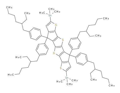 1,1′-[4,4,9,9-Tetrakis[4-(2-ethylhexyl)phenyl]-4,9-dihydrothieno[3′,2′:4,5]cyclopenta[1,2-b]thieno[2′′,3′′:3′,4′]cyclopenta[1′,2′:4,5]thieno[2,3-d]thiophene-2,7-diyl]bis[1,1,1-trimethylstannane]
