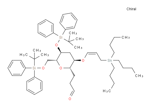 3-((2S,3R,5S,6R)-5-((tert-butyldiphenylsilyl)oxy)-6-(((tert-butyldiphenylsilyl)oxy)methyl)-3-(((Z)-3-(tributylstannyl)prop-1-en-1-yl)oxy)tetrahydro-2H-pyran-2-yl)propanal