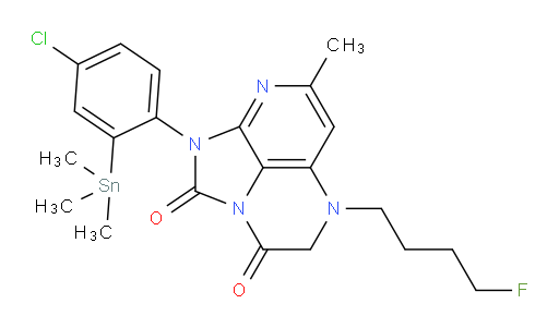 1-(4-chloro-2-(trimethylstannyl)phenyl)-5-(4-fluorobutyl)-7-methyl-4,5-dihydro-1H-1,2a,5,8-tetraazaacenaphthylene-2,3-dione
