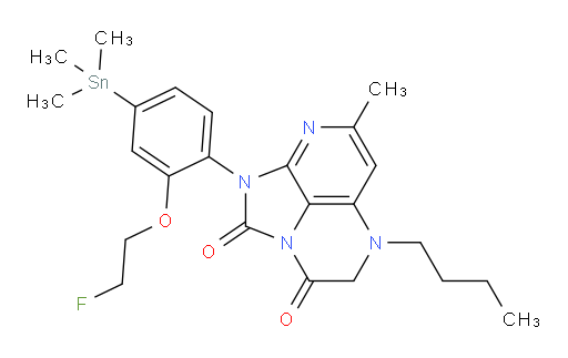 5-butyl-1-(2-(2-fluoroethoxy)-4-(trimethylstannyl)phenyl)-7-methyl-4,5-dihydro-1H-1,2a,5,8-tetraazaacenaphthylene-2,3-dione