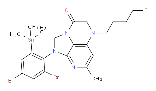 1-(2,4-dibromo-6-(trimethylstannyl)phenyl)-5-(4-fluorobutyl)-7-methyl-4,5-dihydro-1H-1,2a,5,8-tetraazaacenaphthylen-3(2H)-one