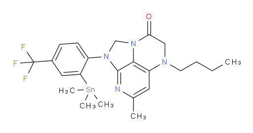 5-butyl-7-methyl-1-(4-(trifluoromethyl)-2-(trimethylstannyl)phenyl)-4,5-dihydro-1H-1,2a,5,8-tetraazaacenaphthylen-3(2H)-one