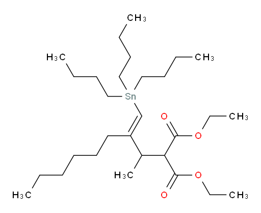 (E)-二乙基 2-(3-((三丁基锡基)亚甲基)壬-2-基)丙二酸酯