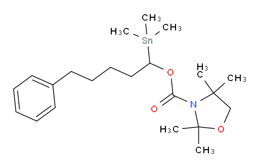 5-苯基-1-(三甲基锡基)戊基 2,2,4,4-四甲基噁唑烷-3-甲酸酯