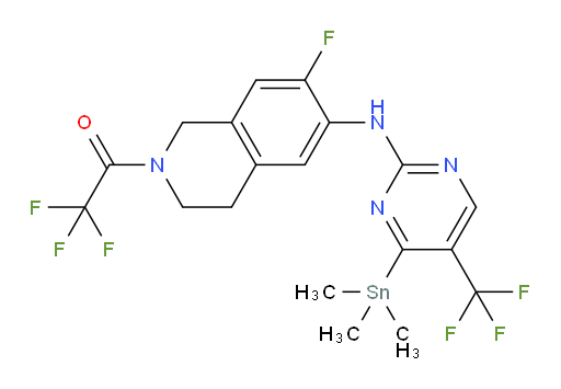 2,2,2-trifluoro-1-(7-fluoro-6-((5-(trifluoromethyl)-4-(trimethylstannyl)pyrimidin-2-yl)amino)-3,4-dihydroisoquinolin-2(1H)-yl)ethanone