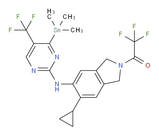 1-(5-cyclopropyl-6-((5-(trifluoromethyl)-4-(trimethylstannyl)pyrimidin-2-yl)amino)isoindolin-2-yl)-2,2,2-trifluoroethanone