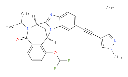(7R,14R)-1-(difluoromethoxy)-6,7-dihydro-6-(1-methylethyl)-11-[2-(1-methyl-1H-pyrazol-4-yl)ethynyl]-7,14-Methanobenzimidazo[1,2-b][2,5]benzodiazocin-5(14H)--one
