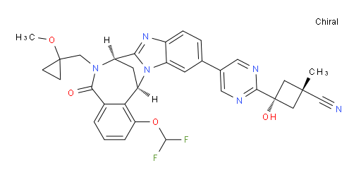 (1S,3s)-3-(5-((7R,14R)-1-(difluoromethoxy)-6-((1-methoxycyclopropyl)methyl)-5-oxo-5,6,7,14-tetrahydro-7,14-methanobenzo[f]benzo[4,5]imidazo[1,2-a][1,4]diazocin-11-yl)pyrimidin-2-yl)-3-hydroxy-1-methylcyclobutanecarbonitrile