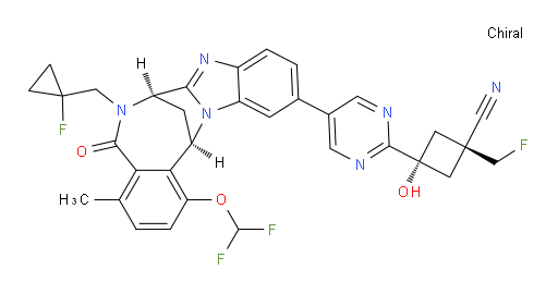 (1R,3r)-3-(5-((7R,14R)-1-(difluoromethoxy)-6-((1-fluorocyclopropyl)methyl)-4-methyl-5-oxo-5,6,7,14-tetrahydro-7,14-methanobenzo[f]benzo[4,5]imidazo[1,2-a][1,4]diazocin-11-yl)pyrimidin-2-yl)-1-(fluoromethyl)-3-hydroxycyclobutanecarbonitrile
