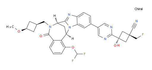 (1R,3r)-3-(5-((7R,14R)-1-(difluoromethoxy)-6-(((1s,3S)-3-methoxycyclobutyl)methyl)-5-oxo-5,6,7,14-tetrahydro-7,14-methanobenzo[f]benzo[4,5]imidazo[1,2-a][1,4]diazocin-11-yl)pyrimidin-2-yl)-1-(fluoromethyl)-3-hydroxycyclobutanecarbonitrile