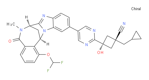 (1R,3s)-1-(cyclopropylmethyl)-3-(5-((7R,14R)-1-(difluoromethoxy)-6-methyl-5-oxo-5,6,7,14-tetrahydro-7,14-methanobenzo[f]benzo[4,5]imidazo[1,2-a][1,4]diazocin-11-yl)pyrimidin-2-yl)-3-hydroxycyclobutanecarbonitrile
