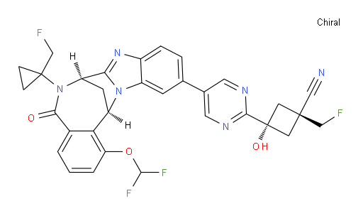 (1R,3r)-3-(5-((7R,14R)-1-(difluoromethoxy)-6-(1-(fluoromethyl)cyclopropyl)-5-oxo-5,6,7,14-tetrahydro-7,14-methanobenzo[f]benzo[4,5]imidazo[1,2-a][1,4]diazocin-11-yl)pyrimidin-2-yl)-1-(fluoromethyl)-3-hydroxycyclobutanecarbonitrile