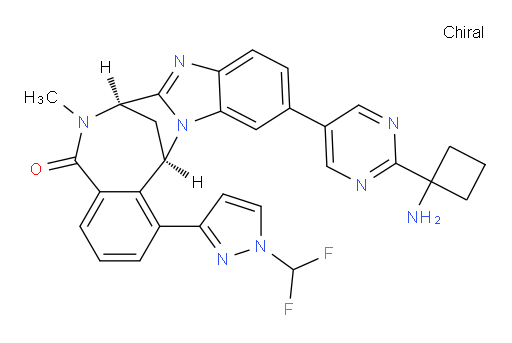 (7R,14R)-11-[2-(1-aminocyclobutyl)-pyrimidin-5-yl]-1-[1-(difluoromethyl)-1H-pyrazol-3-yl]-6,7-dihydro-6-methyl-7,14-Methanobenzimidazo[1,2-b][2,5]benzodiazocin-5(14H)--one