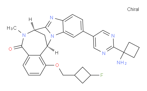 (7R,14R)-11-[2-(1-aminocyclobutyl)-pyrimidin-5-yl]-1-[(3-fluoro-cyclobutyl)methoxy]-6,7-dihydro-6-methyl-7,14-Methanobenzimidazo[1,2-b][2,5]benzodiazocin-5(14H)--one
