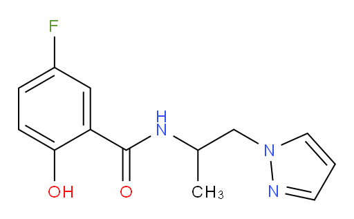 N-(1-(1H-pyrazol-1-yl)propan-2-yl)-5-fluoro-2-hydroxybenzamide