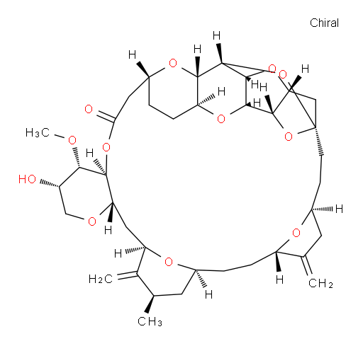 L-glycero-L-talo-L-ido-D-galacto-D-allo-14-Tritriacontulo-14,11-furanosonic acid, 3,7:6,10:8,14:9,12:17,20:23,27:29,33-heptaanhydro-2,4,5,13,15,16,18,19,21,22,24,25,26,28-tetradecadeoxy-25-methyl-31-O-methyl-19,26-bis(methylene)-, 1,30-lactone, (14S)- (9CI)