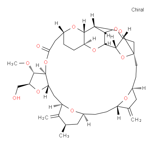 L-glycero-L-talo-L-ido-D-galacto-D-allo-14-Tritriacontulo-14,11-furanosonic acid, 3,7:6,10:8,14:9,12:17,20:23,27:29,32-heptaanhydro-2,4,5,13,15,16,18,19,21,22,24,25,26,28-tetradecadeoxy-25-methyl-31-O-methyl-19,26-dbis(methylene)-, 1,30-lactone, (14S)- (9CI)