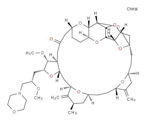 (2R,3R,3aS,7R,8aS,9S,10aR,11S,12R,13aR,13bS,15S,18S,21S,24S,26R,28R,29aS)-Hexacosahydro-3-methoxy-2-[(2S)-2-methoxy-3-(4-morpholinyl)propyl]-26-methyl-20,27-bis(methylene)-11,15:18,21:24,28-triepoxy-7,9-ethano-12,15-methano-9H,15H-furo[3,2-i]furo[2′,3′:5,6]pyrano[4,3-b][1,4]dioxacyclopentacosin-5(4H)-one (ACI)