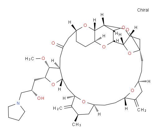 11,15:18,21:24,28-Triepoxy-7,9-ethano-12,15-methano-9H,15H-furo[3,2-i]furo[2′,3′:5,6]pyrano[4,3-b][1,4]dioxacyclopentacosin-5(4H)-one, hexacosahydro-2-[(2S)-2-hydroxy-3-(1-pyrrolidinyl)propyl]-3-methoxy-26-methyl-20,27-bis(methylene)-, (2R,3R,3aS,7R,8aS,9S,10aR,11S,12R,13aR,13bS,15S,18S,21S,24S,26R,28R,29aS)- (9CI)