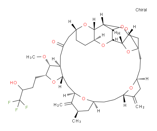 11,15:18,21:24,28-Triepoxy-7,9-ethano-12,15-methano-9H,15H-furo[3,2-i]furo[2′,3′:5,6]pyrano[4,3-b][1,4]dioxacyclopentacosin-5(4H)-one, hexacosahydro-3-methoxy-26-methyl-20,27-bis(methylene)-2-(4,4,4-trifluoro-3-hydroxybutyl)-, (2R,3R,3aS,7R,8aS,9S,10aR,11S,12R,13aR,13bS,15S,18S,21S,24S,26R,28R,29aS)- (9CI)