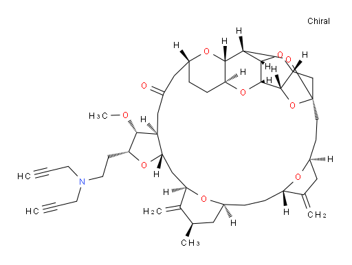 (2R,3R,3aS,7R,8aS,9S,10aR,11S,12R,13aR,13bS,15S,18S,21S,24S,26R,28R,29aS)-2-[2-(Di-2-propyn-1-ylamino)ethyl]hexacosahydro-3-methoxy-26-methyl-20,27-bis(methylene)-11,15:18,21:24,28-triepoxy-7,9-ethano-12,15-methano-9H,15H-furo[3,2-i]furo[2′,3′:5,6]pyrano[4,3-b][1,4]dioxacyclopentacosin-5(4H)-one (ACI)