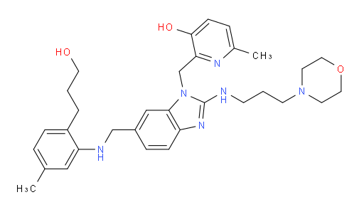2-[[6-[[[2-(3-Hydroxypropyl)-5-methylphenyl]amino]methyl]-2-[[3-(morpholin-4-yl)propyl]amino]benzimidazol-1-yl]methyl]-6-methylpyridin-3-ol