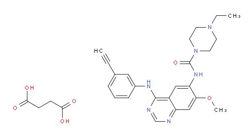 Butanedioic acid, compd. with 4-ethyl-N-[4-[(3-ethynylphenyl)amino]-7-methoxy-6-quinazolinyl]-1-piperazinecarboxamide (1:1) (ACI)