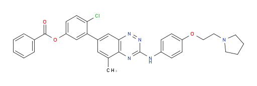 4-Chloro-3-[5-methyl-3-[[4-[2-(1-pyrrolidinyl)ethoxy]phenyl]amino]-1,2,4-benzotriazin-7-yl]phenyl benzoate (ACI)