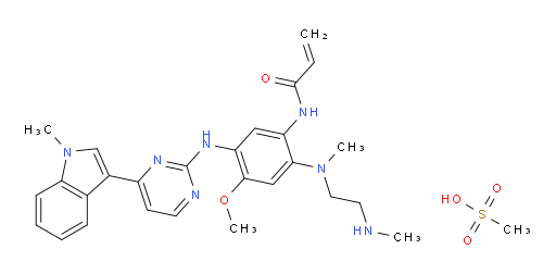 2-Propenamide, N-[4-methoxy-5-[[4-(1-methyl-1H-indol-3-yl)-2-pyrimidinyl]amino]-2-[methyl[2-(methylamino)ethyl]amino]phenyl]-, compd. with methanesulfonate (1:3) (ACI)