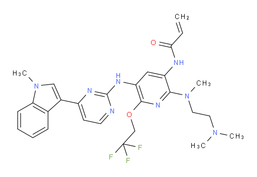N-[2-[[2-(Dimethylamino)ethyl]methylamino]-5-[[4-(1-methyl-1H-indol-3-yl)-2-pyrimidinyl]amino]-6-(2,2,2-trifluoroethoxy)-3-pyridinyl]-2-propenamide (ACI)